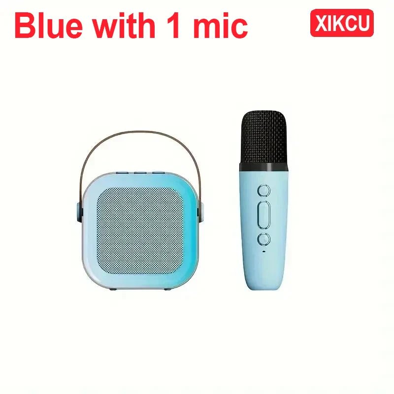 Portable XIKCU K12 Bluetooth karaoke with PA speaker and wireless mics – perfect for home, family, and kids’ singing. - WAREHOUSE SHOP