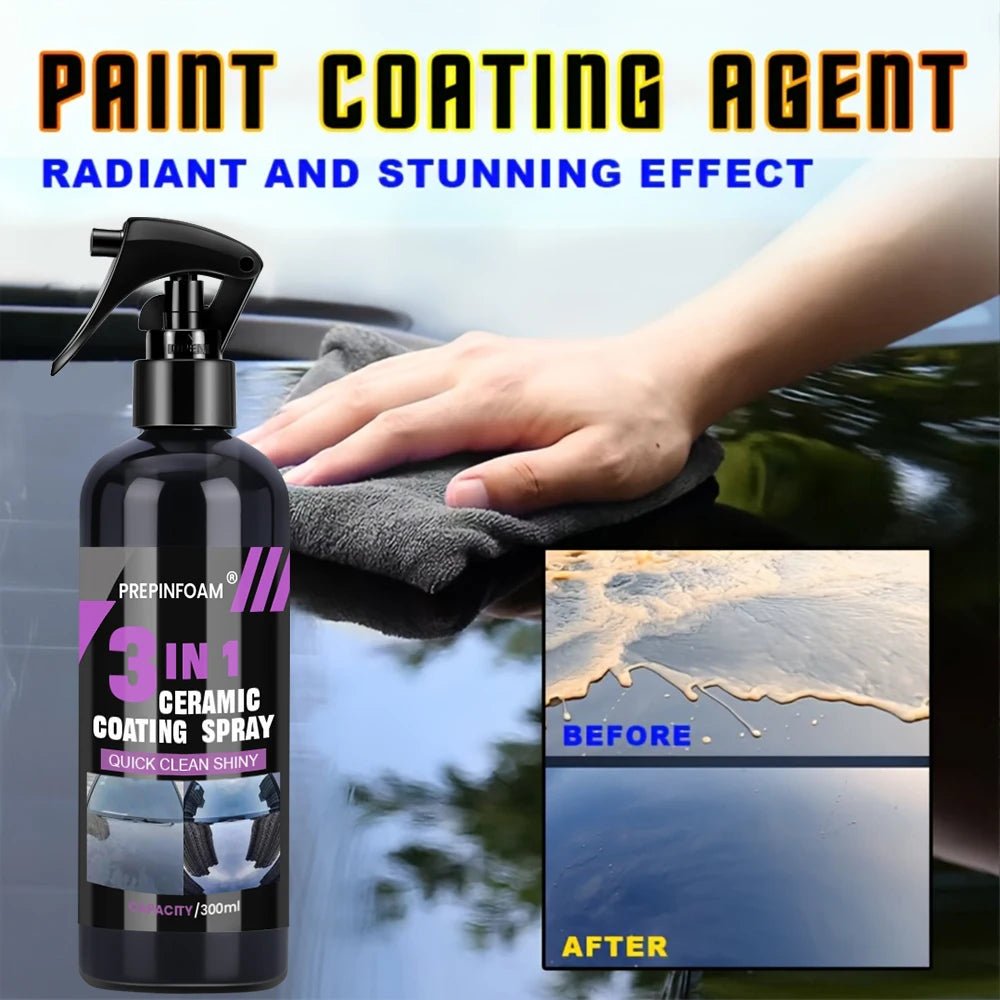 Professional 3 - in - 1 Ceramic Coating Spray - Long - Lasting Car Paint Protection & Shine - WAREHOUSE SHOP