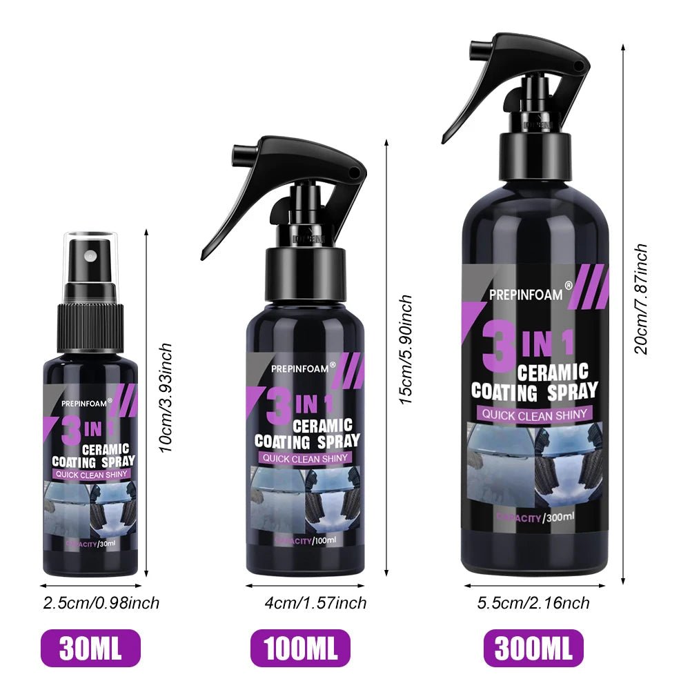 Professional 3 - in - 1 Ceramic Coating Spray - Long - Lasting Car Paint Protection & Shine - WAREHOUSE SHOP