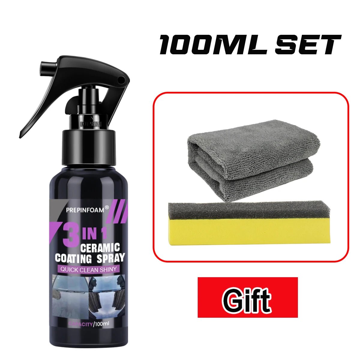 Professional 3 - in - 1 Ceramic Coating Spray - Long - Lasting Car Paint Protection & Shine - WAREHOUSE SHOP