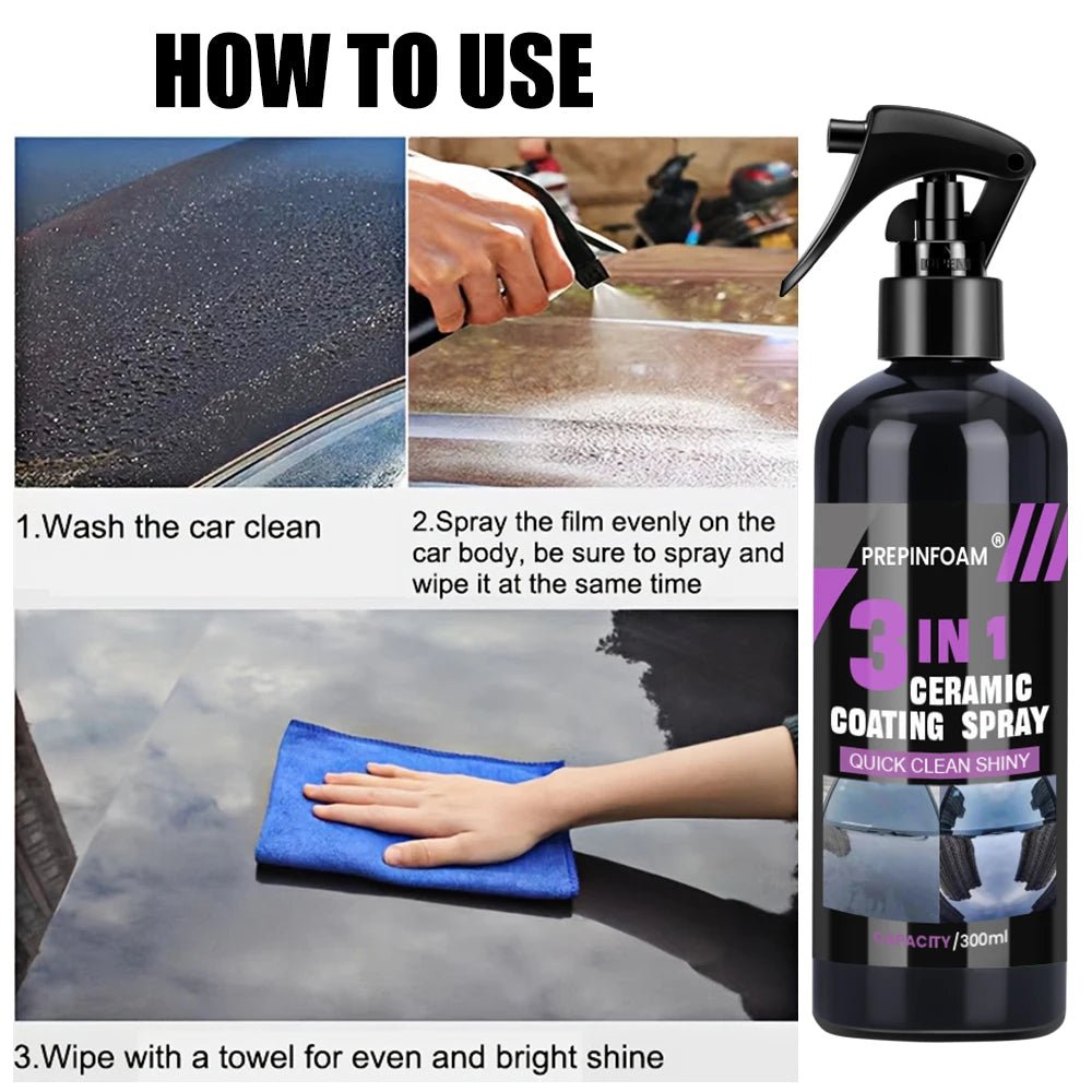 Professional 3 - in - 1 Ceramic Coating Spray - Long - Lasting Car Paint Protection & Shine - WAREHOUSE SHOP