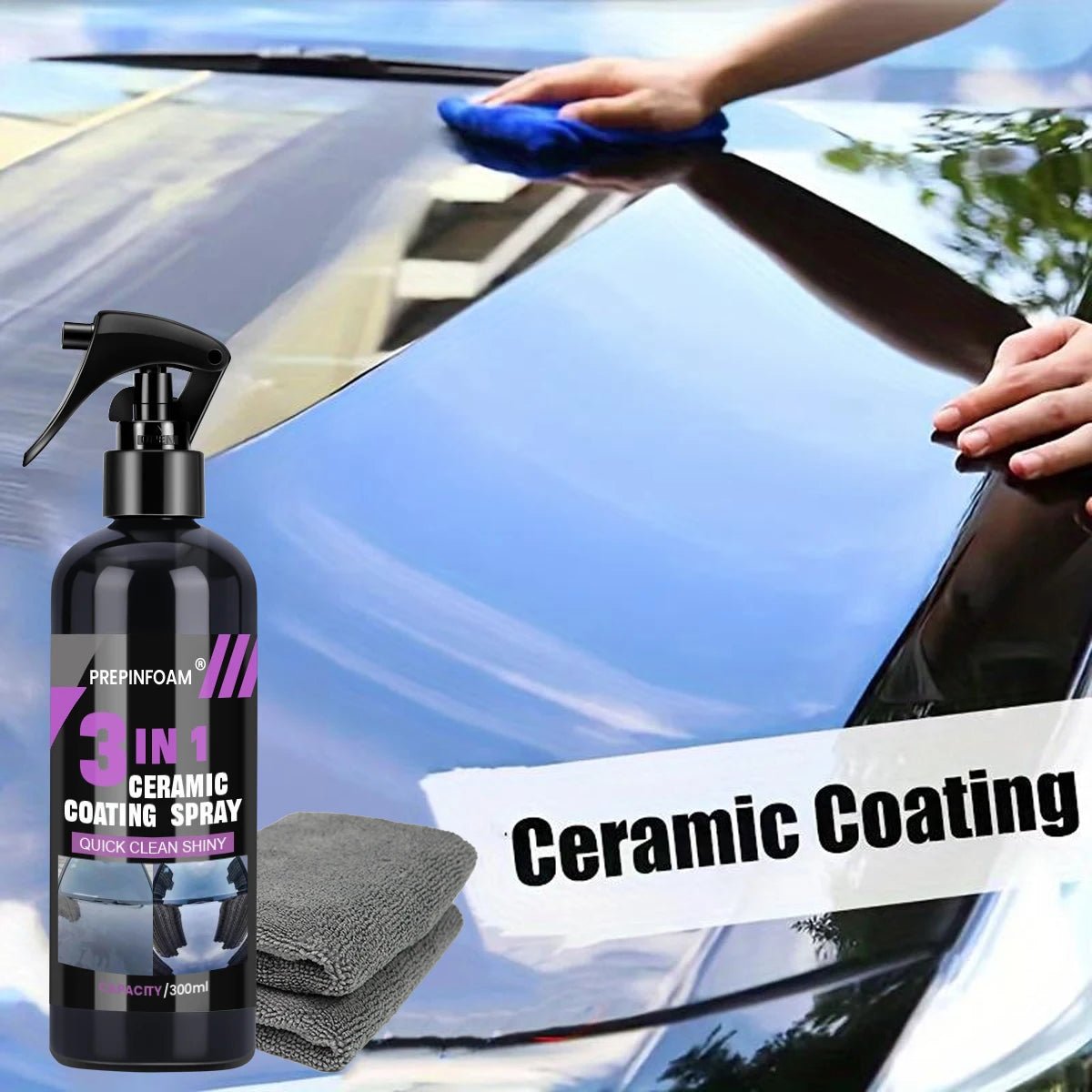 Professional 3 - in - 1 Ceramic Coating Spray - Long - Lasting Car Paint Protection & Shine - WAREHOUSE SHOP