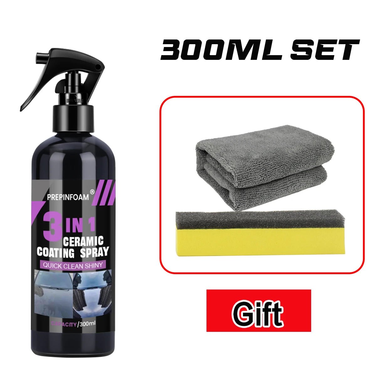 Professional 3 - in - 1 Ceramic Coating Spray - Long - Lasting Car Paint Protection & Shine - WAREHOUSE SHOP