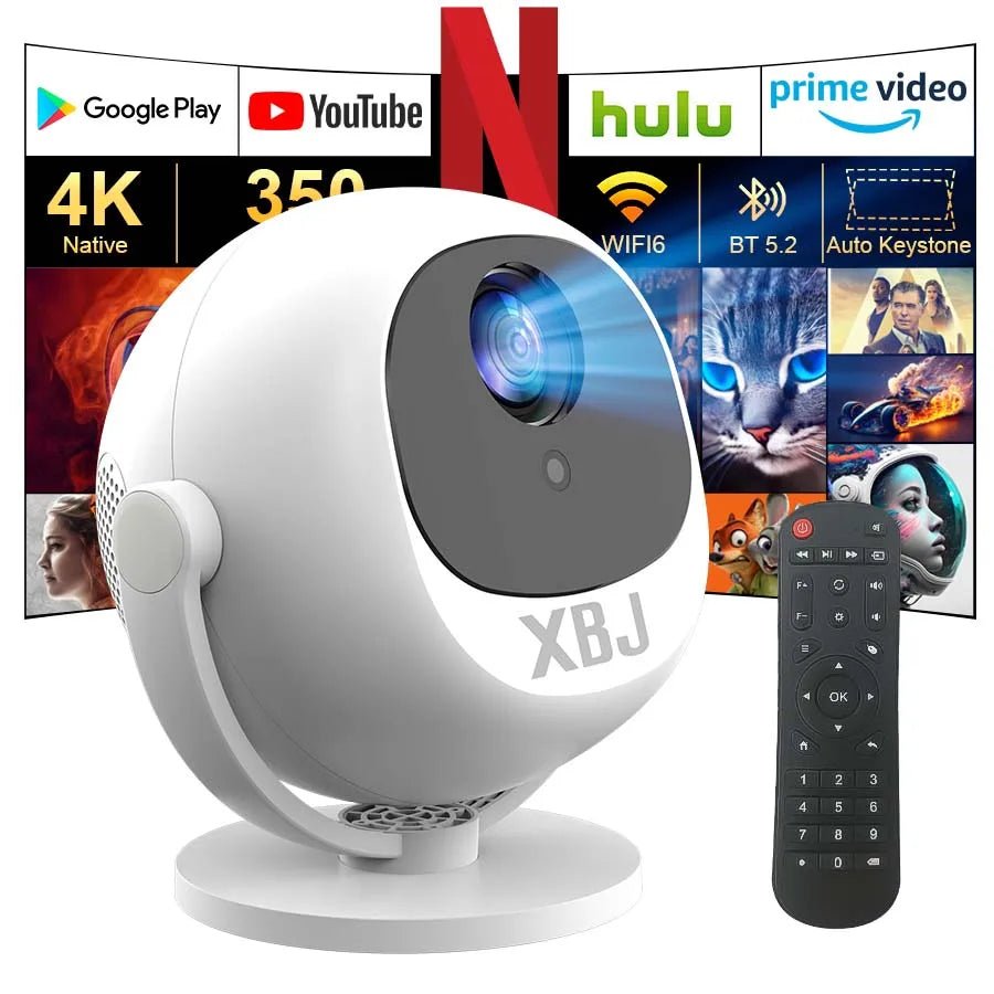 Professional 4K Mini Projector - WiFi6, Bluetooth 5.0, 360° Rotation for Home & Office - WAREHOUSE SHOP