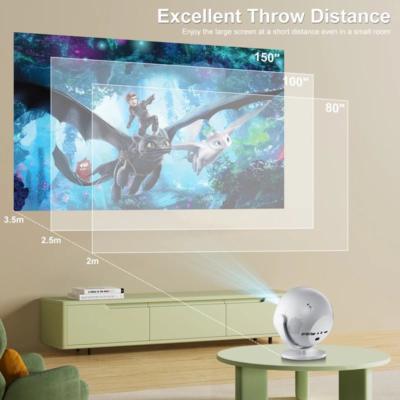 Professional 4K Mini Projector - WiFi6, Bluetooth 5.0, 360° Rotation for Home & Office - WAREHOUSE SHOP