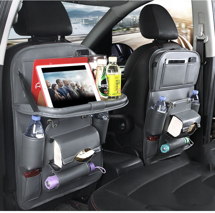 PU Leather Car Storage Bag Multifunction Seat Back Tray Hanging Bag Waterproof Car Organizer Automotive Interior Accessories - WAREHOUSE SHOP