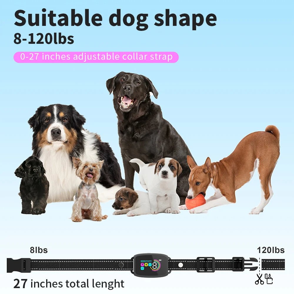 Smart Automatic Anti Barking Dog Collar Rechargeable Bark Stopper Stop Barking HD Digital Display IP67 Waterproof Collar For Dogs Pet Products - WAREHOUSE SHOP