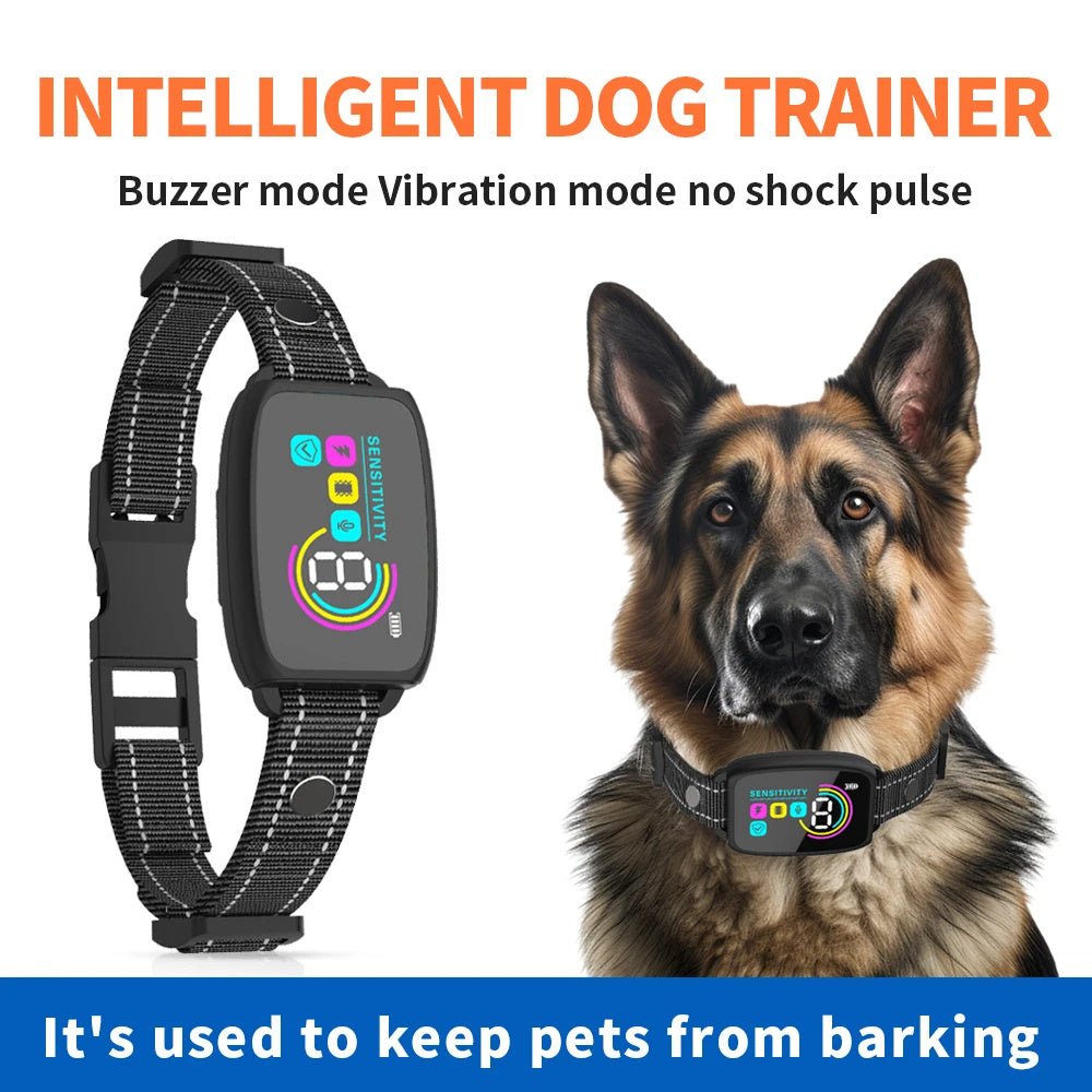 Smart Automatic Anti Barking Dog Collar Rechargeable Bark Stopper Stop Barking HD Digital Display IP67 Waterproof Collar For Dogs Pet Products - WAREHOUSE SHOP