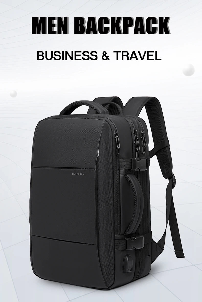 Stylish BANGE Travel Backpack – Business Laptop Backpack 17.3” Expandable, Waterproof, USB Charging, Large Capacity - WAREHOUSE SHOP