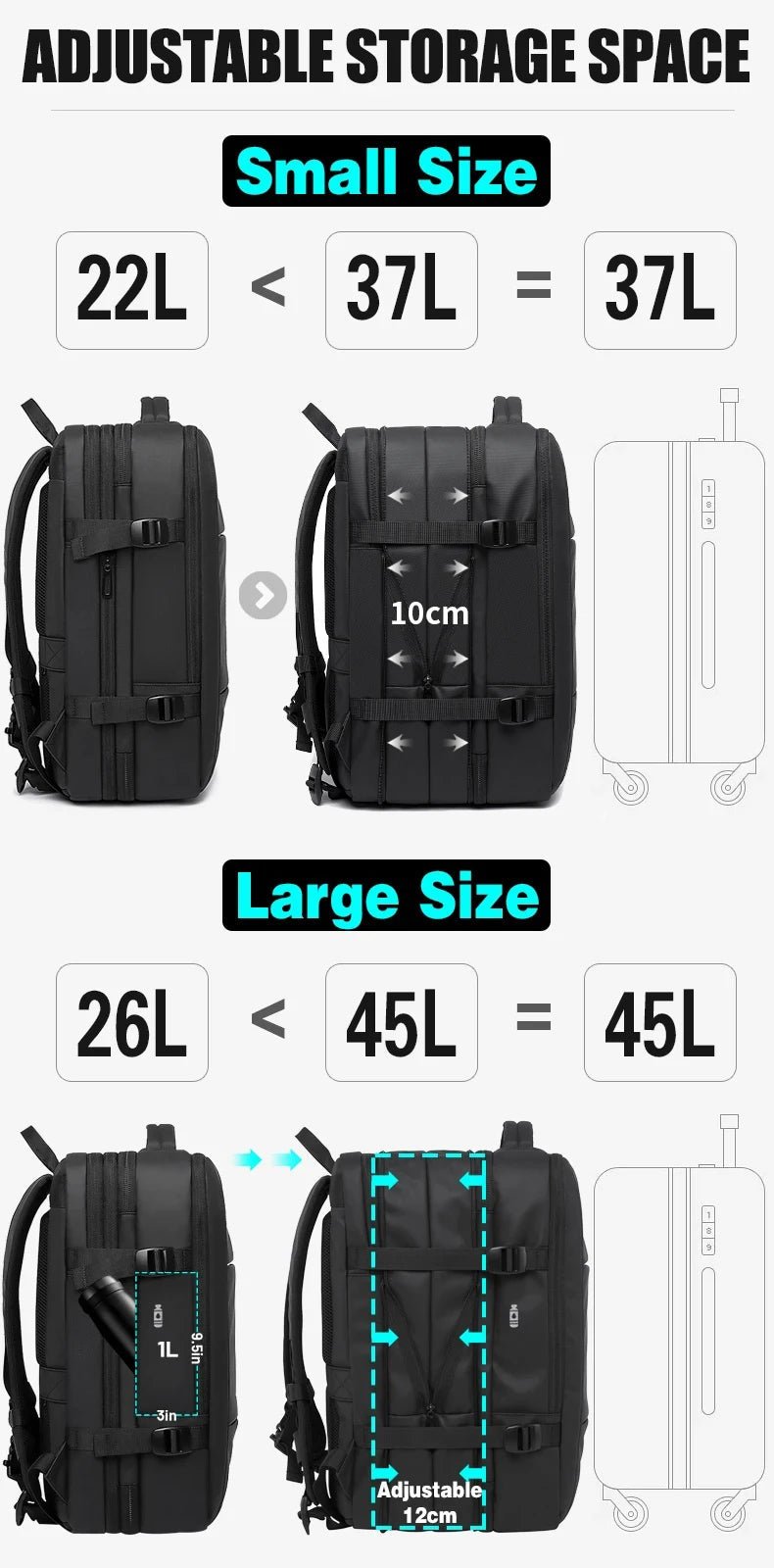 Stylish BANGE Travel Backpack – Business Laptop Backpack 17.3” Expandable, Waterproof, USB Charging, Large Capacity - WAREHOUSE SHOP