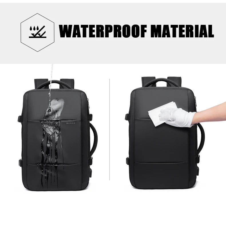 Stylish BANGE Travel Backpack – Business Laptop Backpack 17.3” Expandable, Waterproof, USB Charging, Large Capacity - WAREHOUSE SHOP