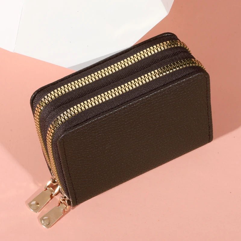 Stylish women’s short purse with lychee pattern, secure zipper, roomy card slots, and coin pocket for everyday use - WAREHOUSE SHOP