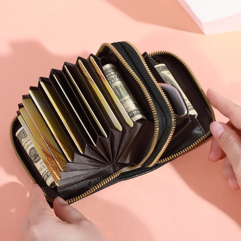 Stylish women’s short purse with lychee pattern, secure zipper, roomy card slots, and coin pocket for everyday use - WAREHOUSE SHOP