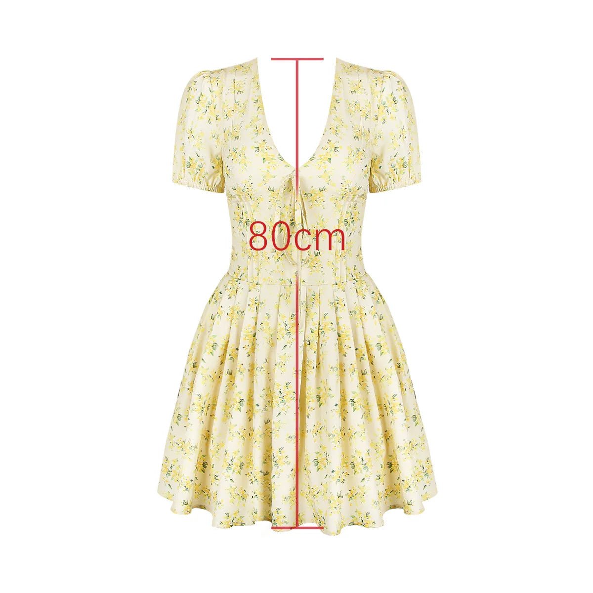 Talenza Printed V - Neck Short Sleeve Mini Dress Women's Summer Sexy Floral Pleated Party A - Line Dress High Waist Slim Mini Dress - WAREHOUSE SHOP