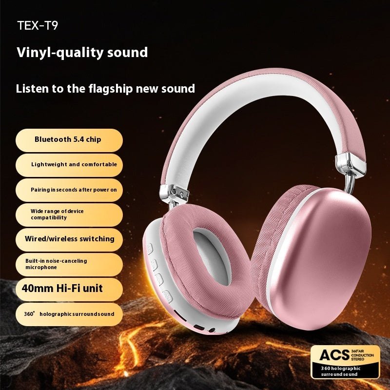 TEX - T9 Bluetooth Headset Wireless Headphone Head - mounted - WAREHOUSE SHOP