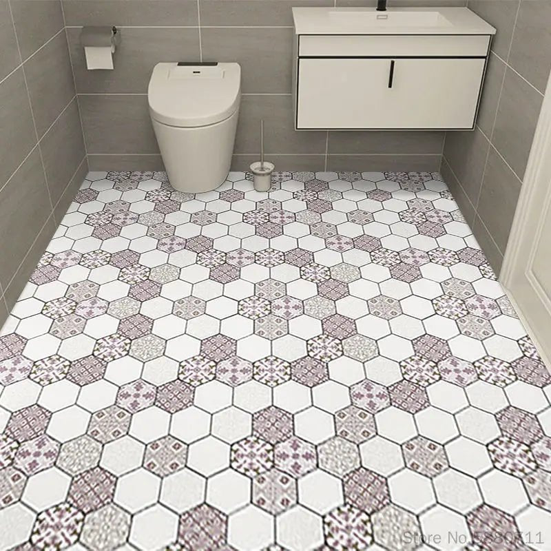 Thick Waterproof Floor Stickers – Self - Adhesive Non - Slip PVC for Bathroom & Kitchen - WAREHOUSE SHOP