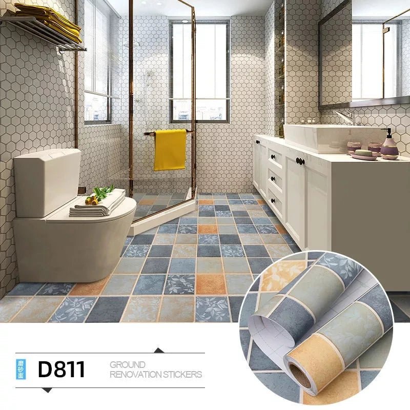 Thick Waterproof Floor Stickers – Self - Adhesive Non - Slip PVC for Bathroom & Kitchen - WAREHOUSE SHOP