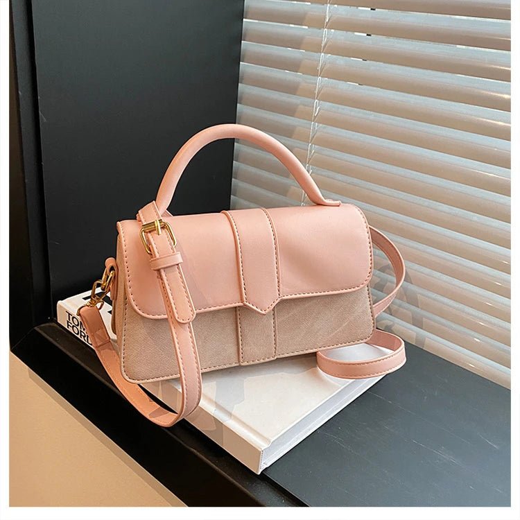 Women’s PU leather shoulder bag in black – versatile square satchel with vintage design, crossbody style, and chic underarm fit. - WAREHOUSE SHOP