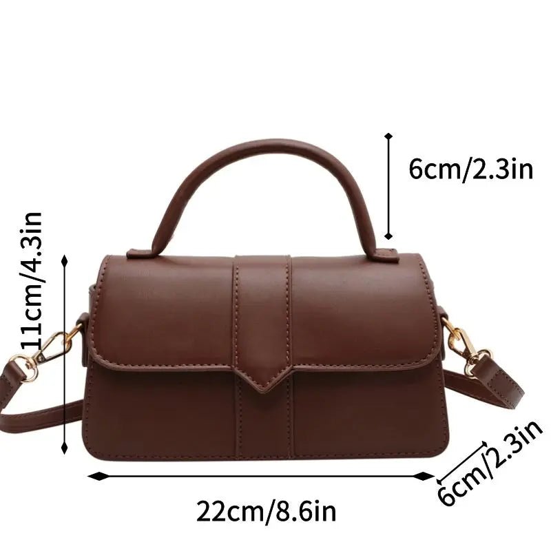 Women’s PU leather shoulder bag in black – versatile square satchel with vintage design, crossbody style, and chic underarm fit. - WAREHOUSE SHOP