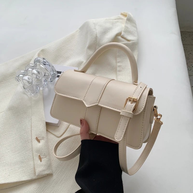 Women’s PU leather shoulder bag in black – versatile square satchel with vintage design, crossbody style, and chic underarm fit. - WAREHOUSE SHOP