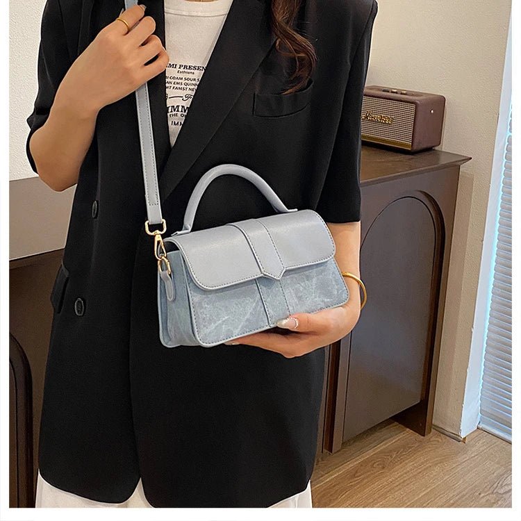 Women’s PU leather shoulder bag in black – versatile square satchel with vintage design, crossbody style, and chic underarm fit. - WAREHOUSE SHOP