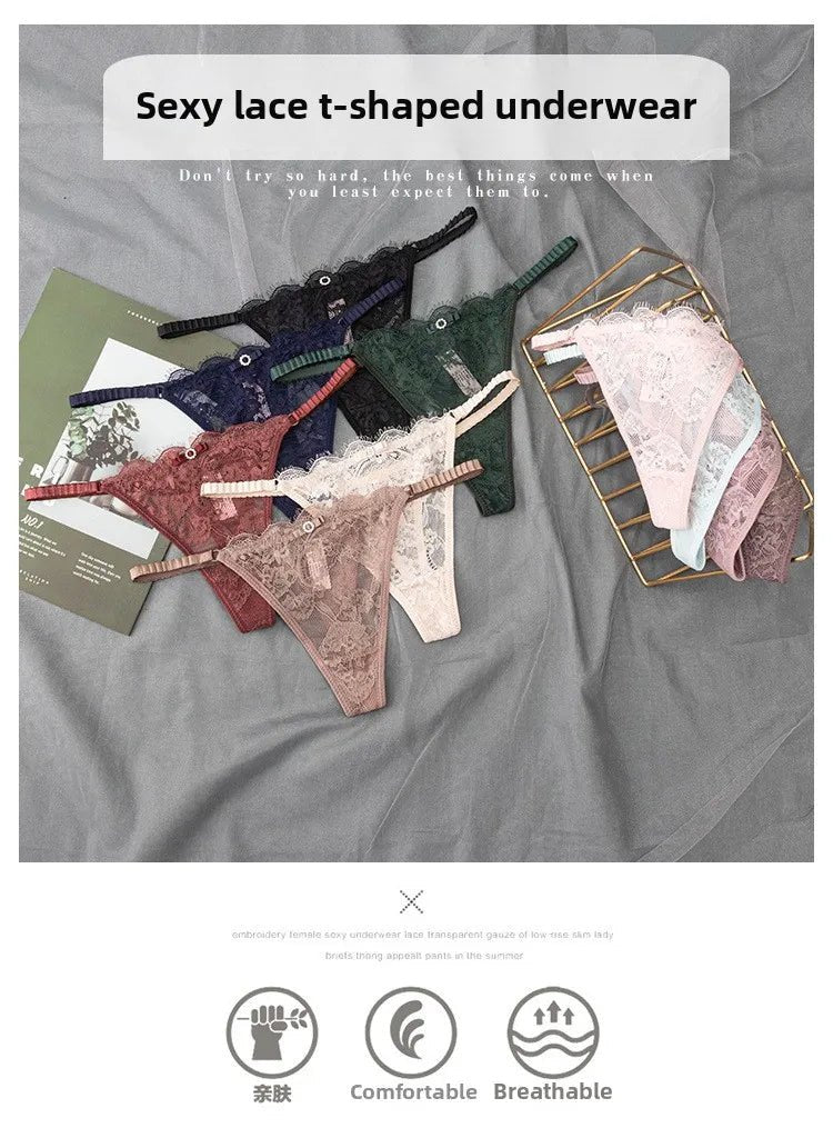 Women'S Sexy Lace Up Cut Out Thong Breathable Underwear for Women Thong Underwear - WAREHOUSE SHOP