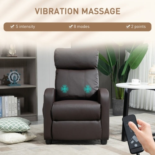 Brown Leather Massage Recliner with Leg Rest