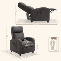 Brown Leather Massage Recliner with Leg Rest