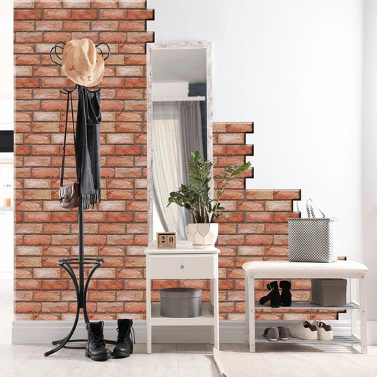 10pcs peel & stick 3D brick wall panels. Waterproof, self - adhesive tiles for bathroom, kitchen, fireplace, and home décor. - WAREHOUSE SHOP