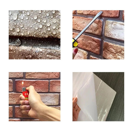 10pcs peel & stick 3D brick wall panels. Waterproof, self - adhesive tiles for bathroom, kitchen, fireplace, and home décor. - WAREHOUSE SHOP