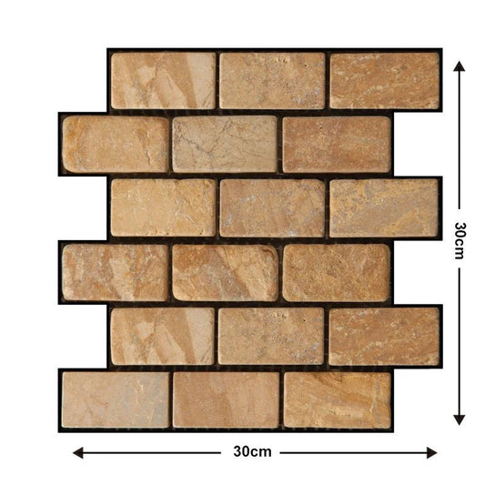 10pcs peel & stick 3D brick wall panels. Waterproof, self - adhesive tiles for bathroom, kitchen, fireplace, and home décor. - WAREHOUSE SHOP