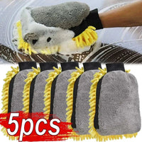1/5pcs Car Washing Gloves Waterproof Microfiber Chenille Gloves Car Cleaning Mitt Detailing Brush Auto Care Double - faced Glove - WAREHOUSE SHOP