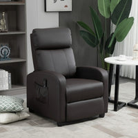 Brown Leather Massage Recliner with Leg Rest