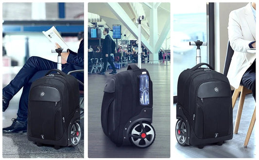 20 - Inch Rolling Luggage Backpack with Wheels – Large Capacity Travel Suitcase for Carry - On & Business Trips - WAREHOUSE SHOP