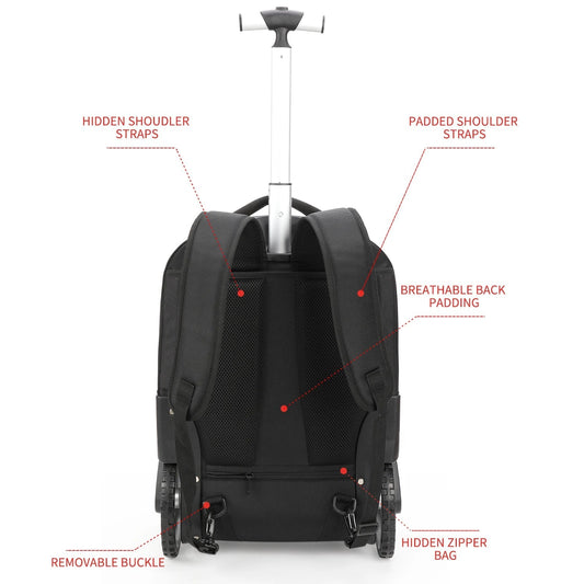 20 - Inch Rolling Luggage Backpack with Wheels – Large Capacity Travel Suitcase for Carry - On & Business Trips - WAREHOUSE SHOP