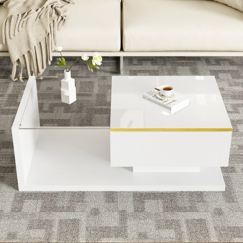 90cm LED Coffee Table - RGB Lights & Glass Top