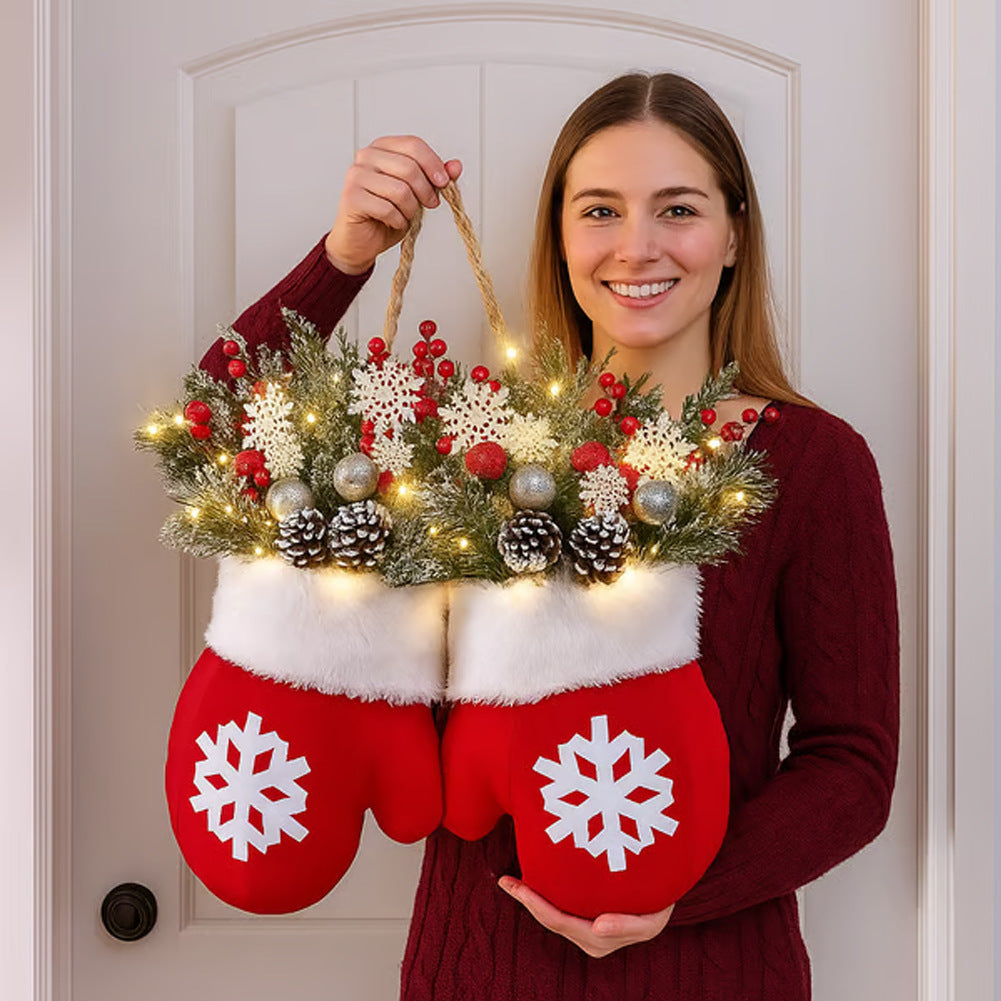 Whimsical Christmas Glove Wreath – Festive Holiday Decor