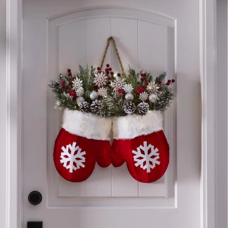 Whimsical Christmas Glove Wreath – Festive Holiday Decor