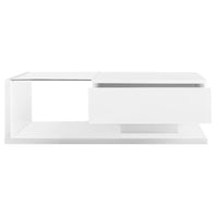 Modern White LED Coffee Table with Glass Top