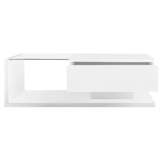 Coffee Table, High-gloss White. Side Tables, Coffee Tables With Glass and LED