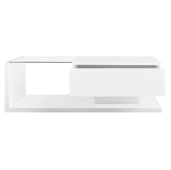 Modern White LED Coffee Table with Glass Top