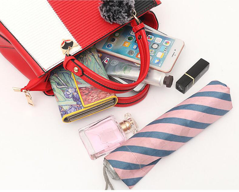 Luxury Women Hairball Ornaments Totes Patchwork Handbag.