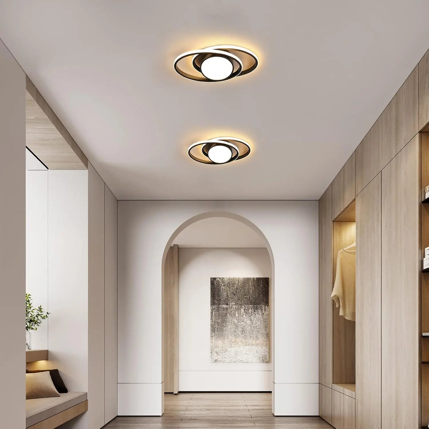 39W Ceiling Lamp,Double Round LED Ceiling Lamp,LED Ceiling Lamps Warm Light 3000K,Bedroom Ceiling Lamp,LED Ceiling Lamp Kitchen - WAREHOUSE SHOP