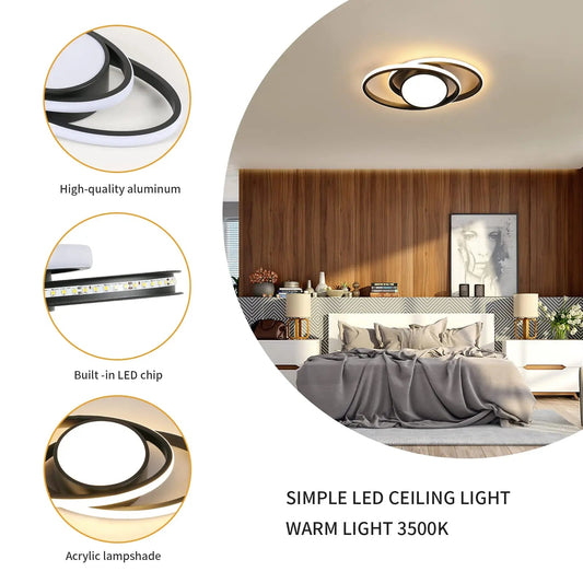 39W Ceiling Lamp,Double Round LED Ceiling Lamp,LED Ceiling Lamps Warm Light 3000K,Bedroom Ceiling Lamp,LED Ceiling Lamp Kitchen - WAREHOUSE SHOP