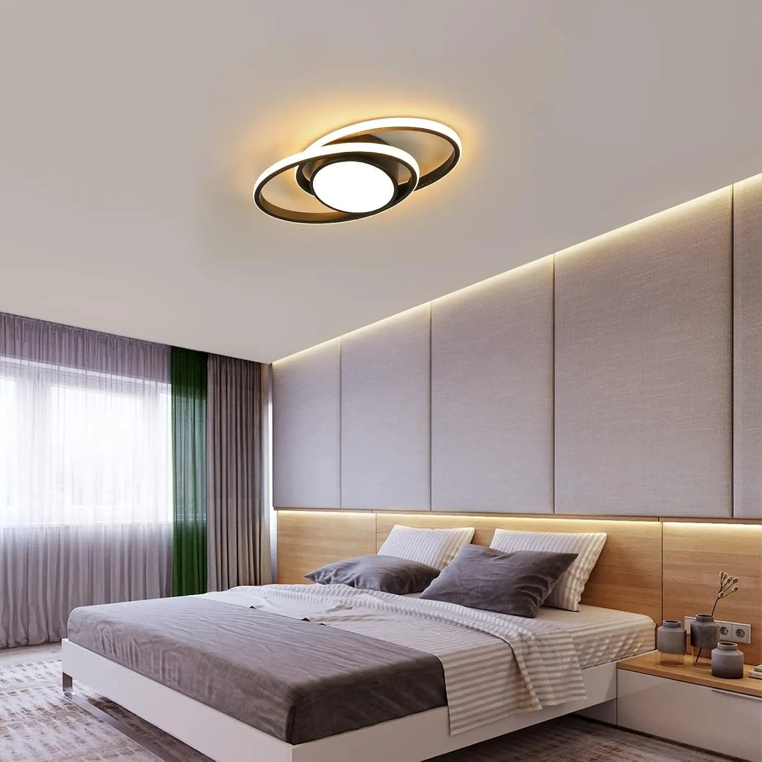 39W Ceiling Lamp,Double Round LED Ceiling Lamp,LED Ceiling Lamps Warm Light 3000K,Bedroom Ceiling Lamp,LED Ceiling Lamp Kitchen - WAREHOUSE SHOP