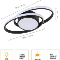 39W Ceiling Lamp,Double Round LED Ceiling Lamp,LED Ceiling Lamps Warm Light 3000K,Bedroom Ceiling Lamp,LED Ceiling Lamp Kitchen - WAREHOUSE SHOP