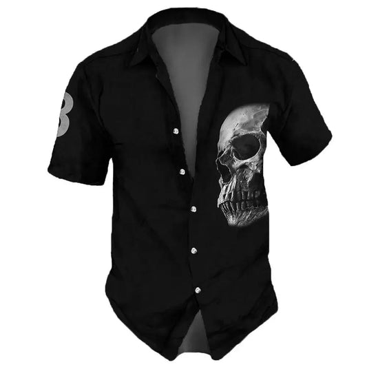 3d Skull Men’s Short Sleeve Shirt Stylish Skull Shirts, Retro, Casual, Loose, Oversized T-Shirt 2025 - WAREHOUSE SHOP