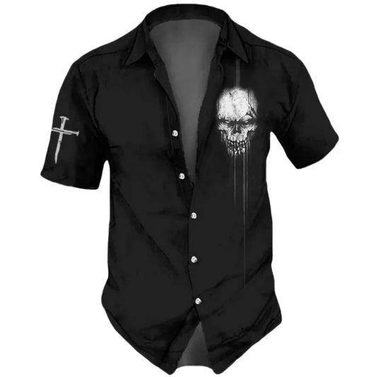 3d Skull Men’s Short Sleeve Shirt Stylish Skull Shirts, Retro, Casual, Loose, Oversized T-Shirt 2025 - WAREHOUSE SHOP