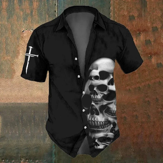 3d Skull Men’s Short Sleeve Shirt Stylish Skull Shirts, Retro, Casual, Loose, Oversized T-Shirt 2025 - WAREHOUSE SHOP