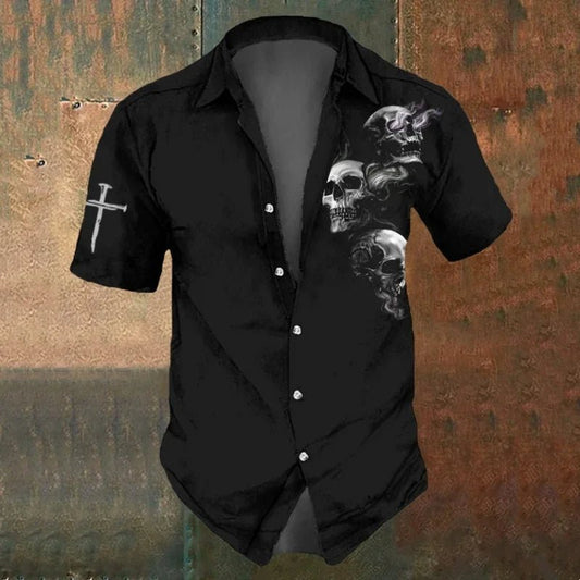 3d Skull Men’s Short Sleeve Shirt Stylish Skull Shirts, Retro, Casual, Loose, Oversized T-Shirt 2025 - WAREHOUSE SHOP